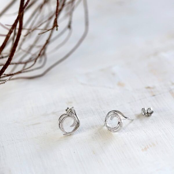 Entwine Helix Wrap Pave Stud Earrings